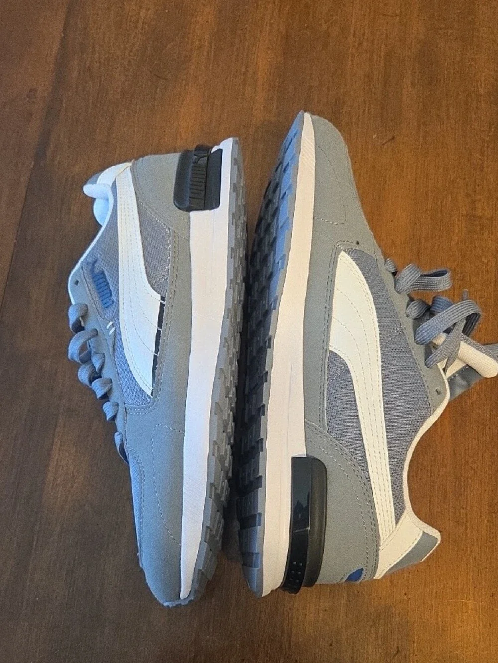Puma  Gray and White Lace-Up Sneakers